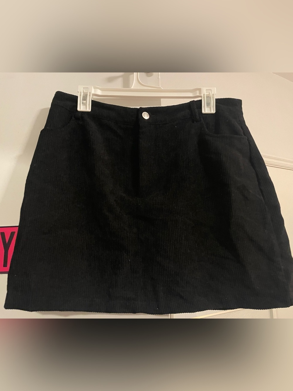 SHEIN Black Corduroy Mini Skirt Size XXL